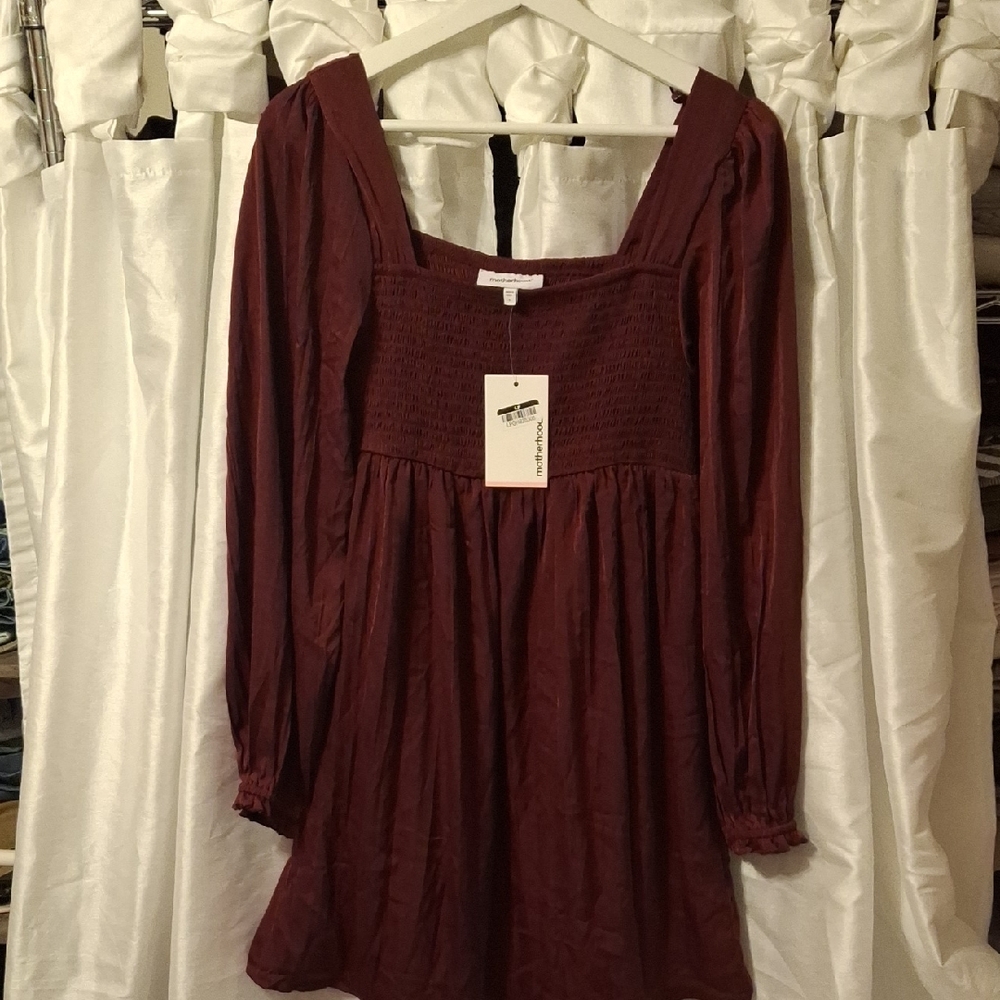 Motherhood Rich Burgundy Smocked Dress Small